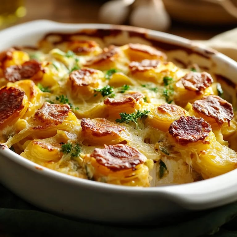 Rosenkohl-Hack-Auflauf auf Kartoffelpüree