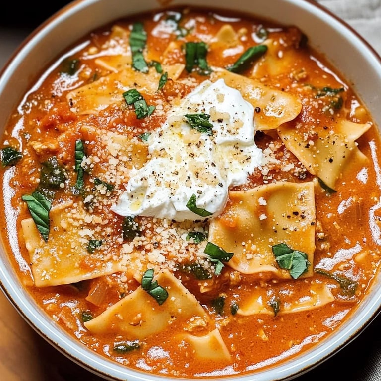 One Pot Vegetarian Lasagna Soup