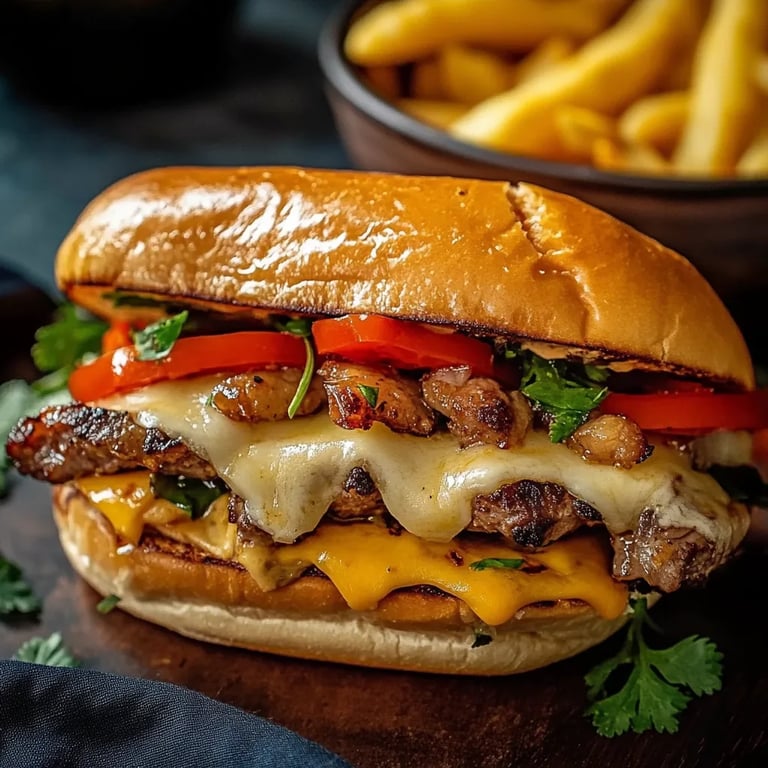 Hähnchen-Cheesesteak-Sandwich