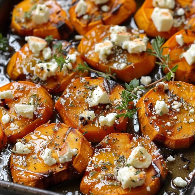 Roasted Sweet Potato Rounds with Honey & Feta