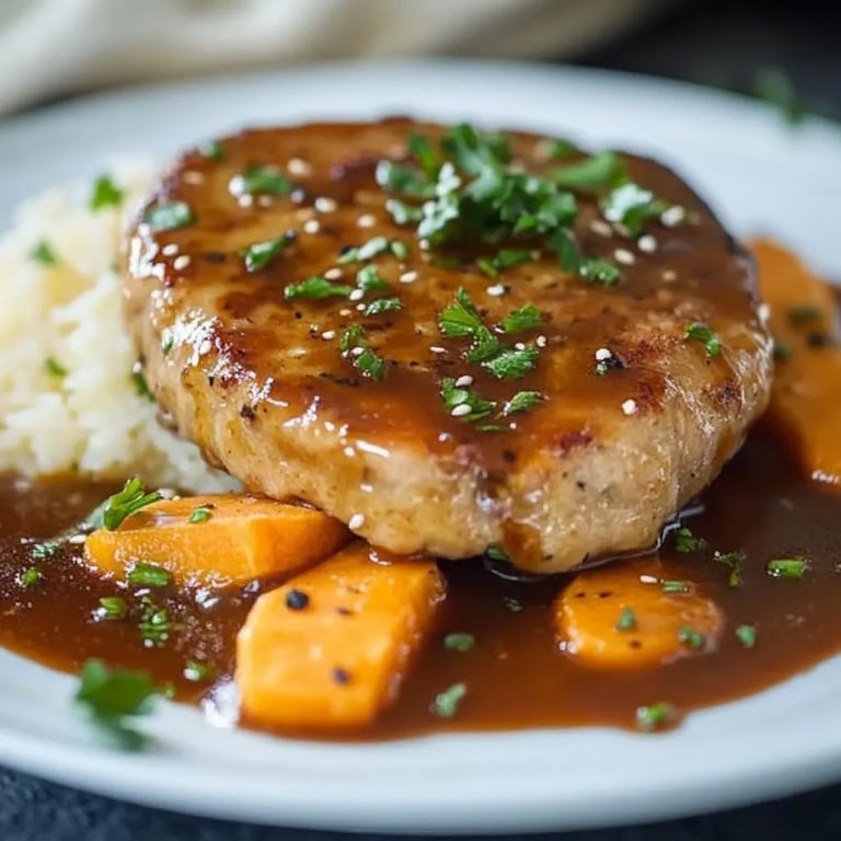 Rindsschnitzel mit Karotten und Zwiebeln