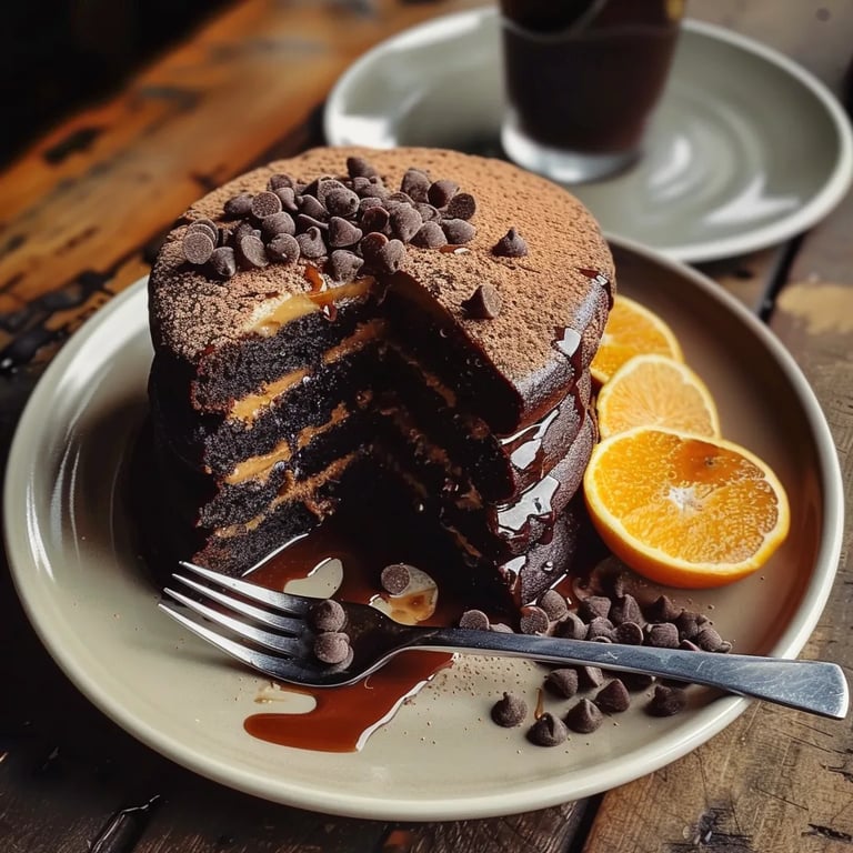Bolo de Chocolate e Laranja em Camadas