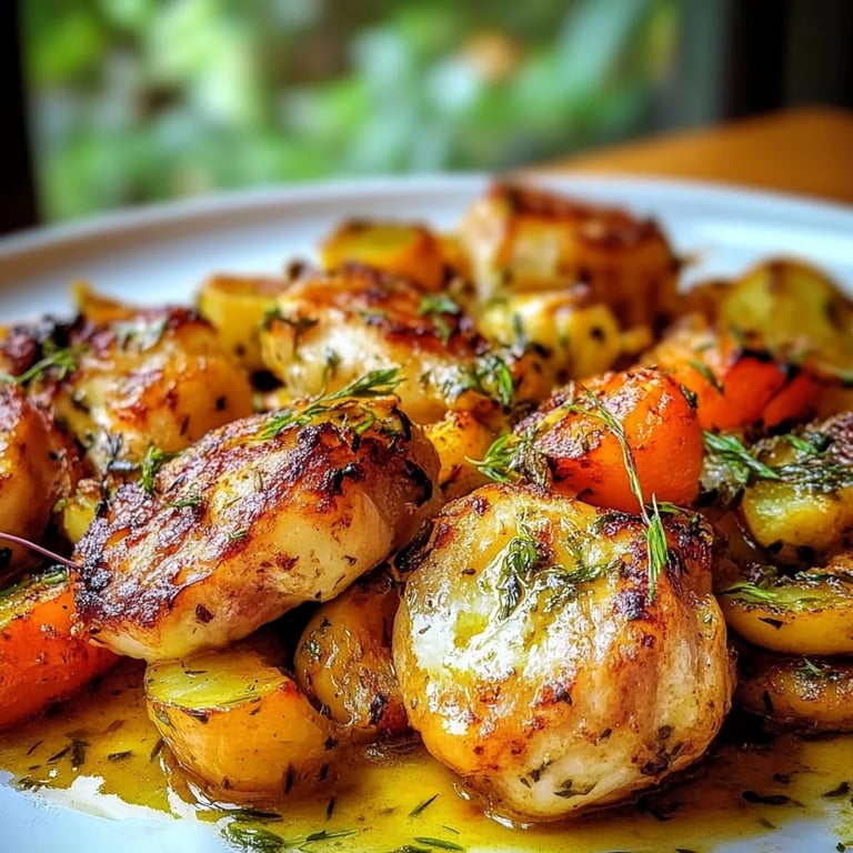 Hähnchen mit ofengebackenem Gemüse