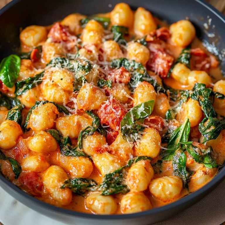 Schnelle Gnocchi-Pfanne mit Tomate & Spinat