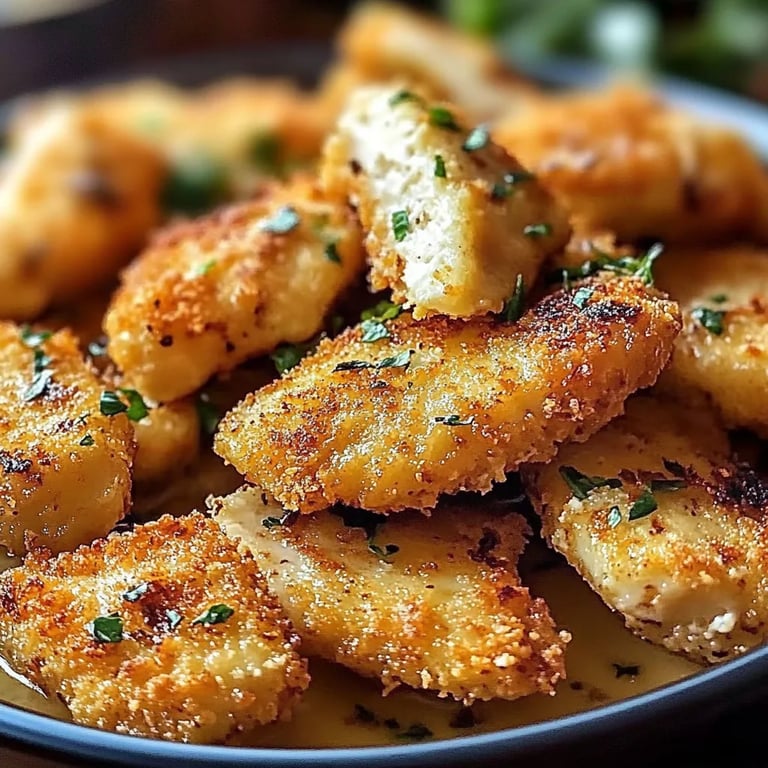 Knusprige, im Ofen gebackene Hähnchenstreifen mit Parmesan