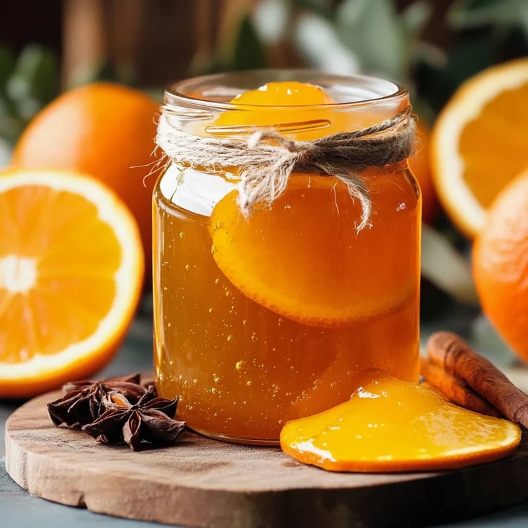 Orangenmarmelade mit Äpfeln und Zimt
