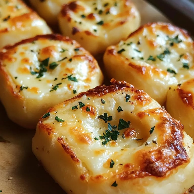 Käsige Knoblauchbrot Häppchen