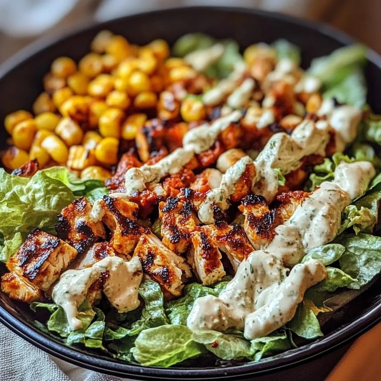 Köstlicher BBQ Hähnchen Salat