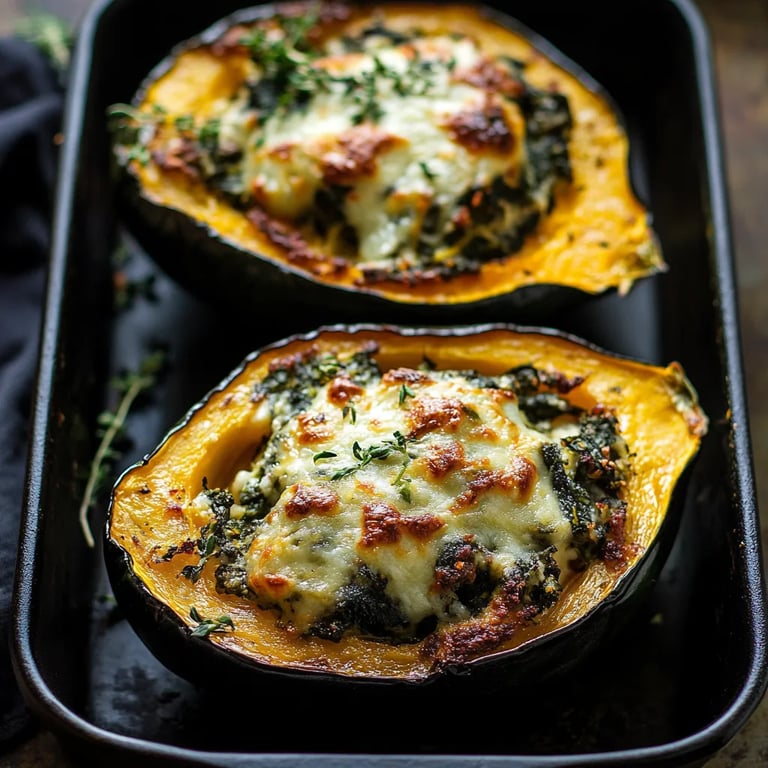 Stuffed Acorn Squash with Creamed Spinach