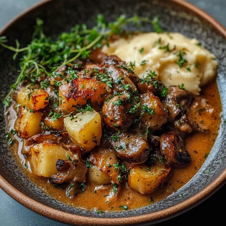 Pilzgulasch mit Kartoffelpüree