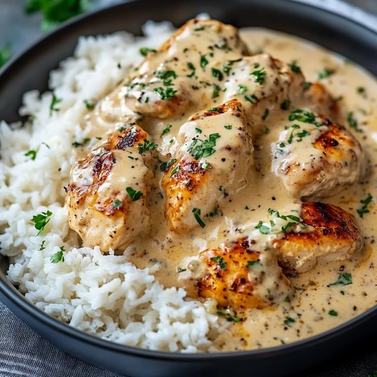 Creamy Smothered Chicken and Rice