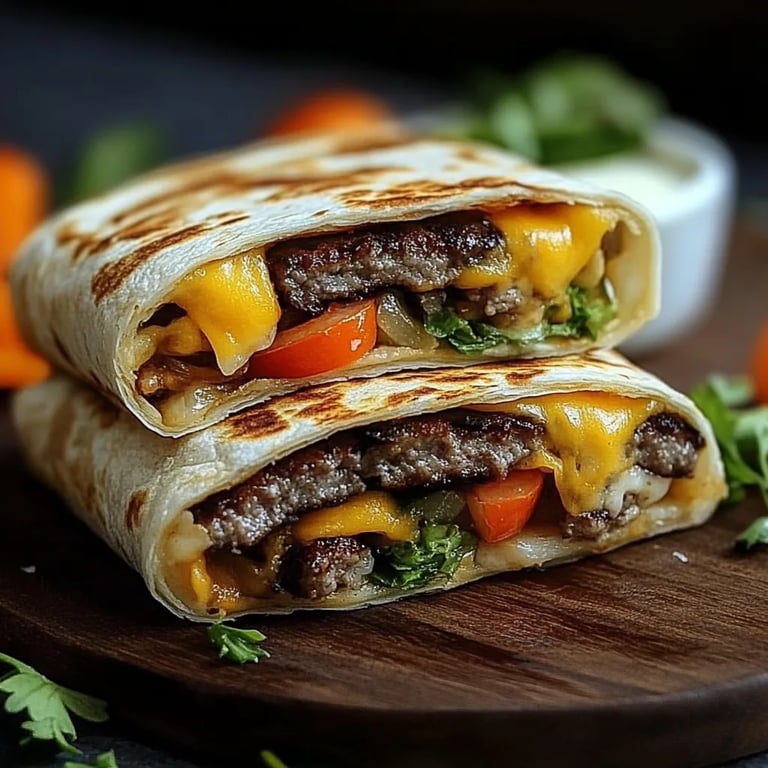 Gegrillte Cheeseburger-Wraps – Der ultimative Burger-Snack to-go!