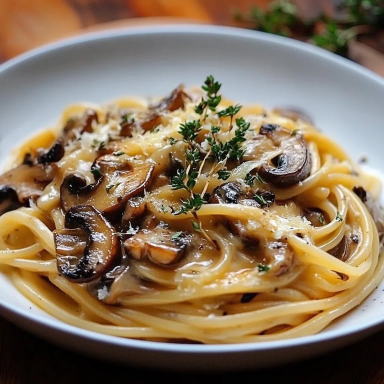 Karamellisierter Lauch und Pilz Gruyere Pasta