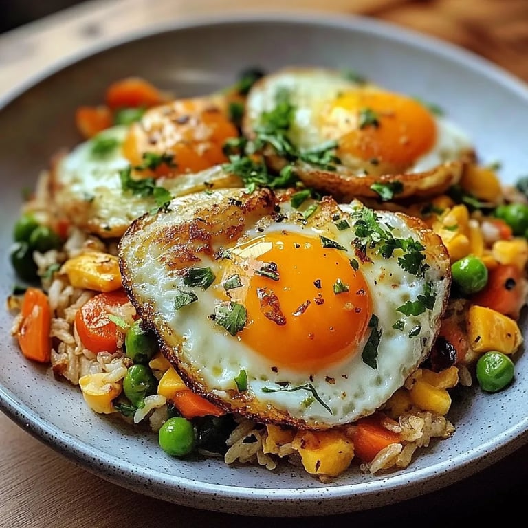 Gebratener Reis mit Gemüse und Ei