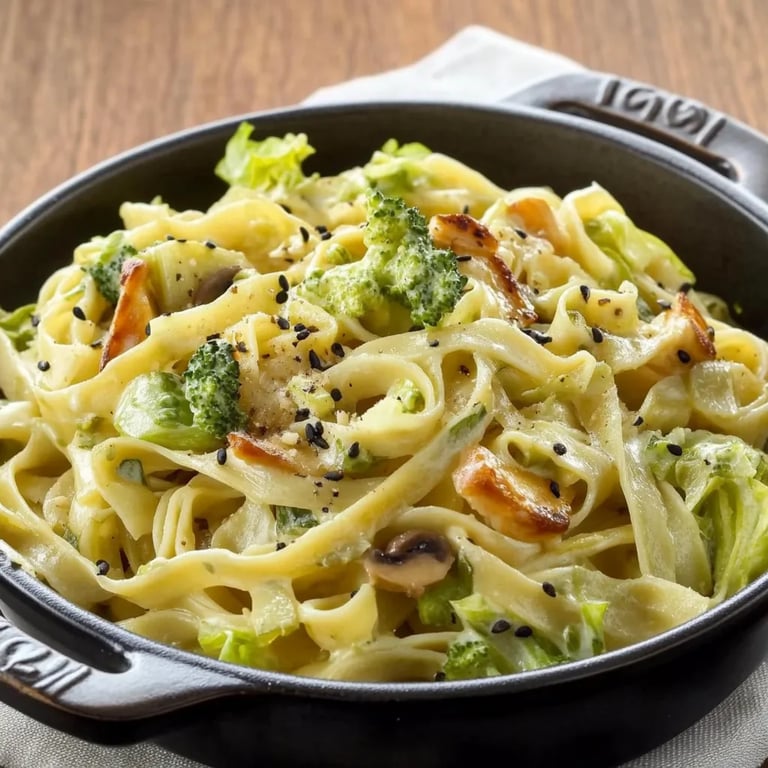 Bandnudeln mit Spitzkohl