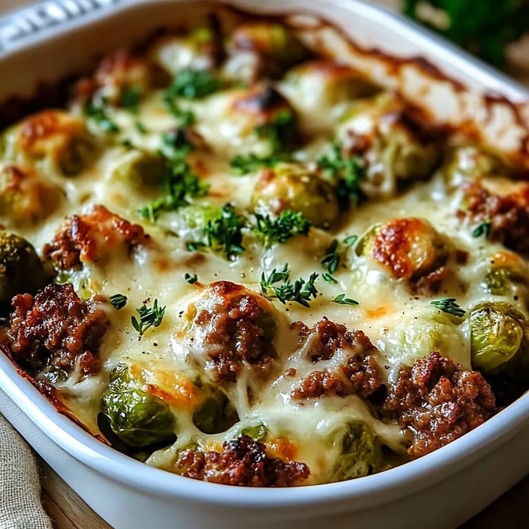 Rosenkohlauflauf mit Rinderhackfleisch