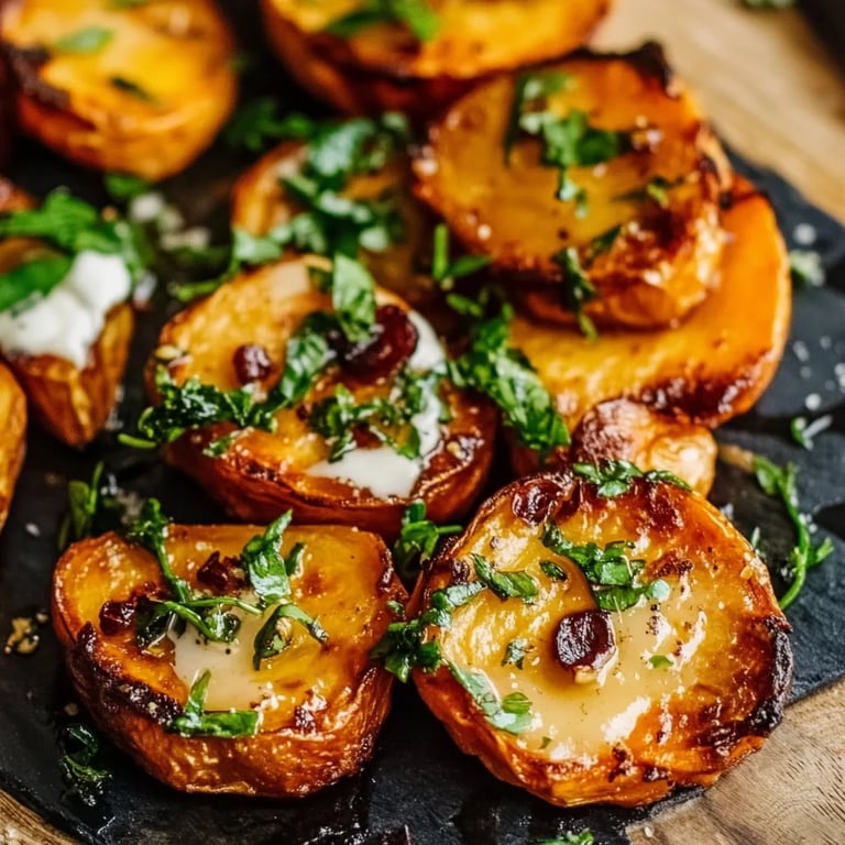 Überbackene Süßkartoffelscheiben