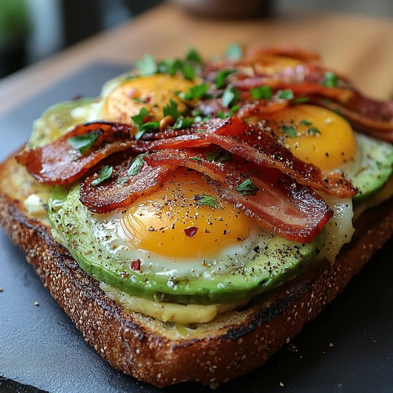 Tostada con Tocino, Huevo y Aguacate: Una Increíble Receta Última