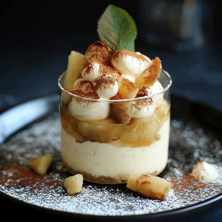 Apfeltiramisu mit Ahornsirup und karamellisierten Walnüssen