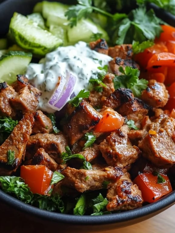 Kebab-Bowl mit hohem Eiweißgehalt
