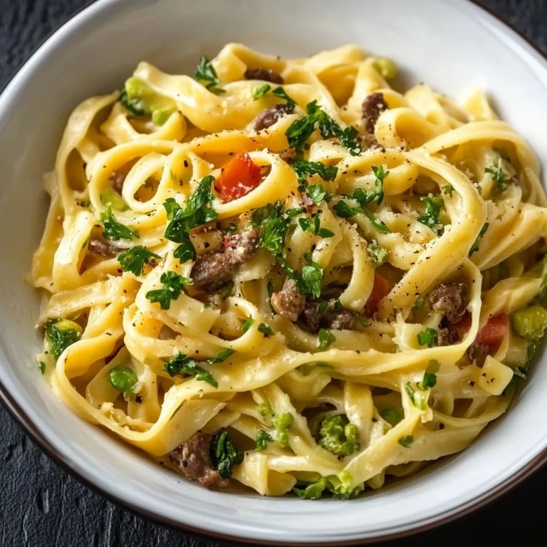 Bandnudeln mit Spitzkohl