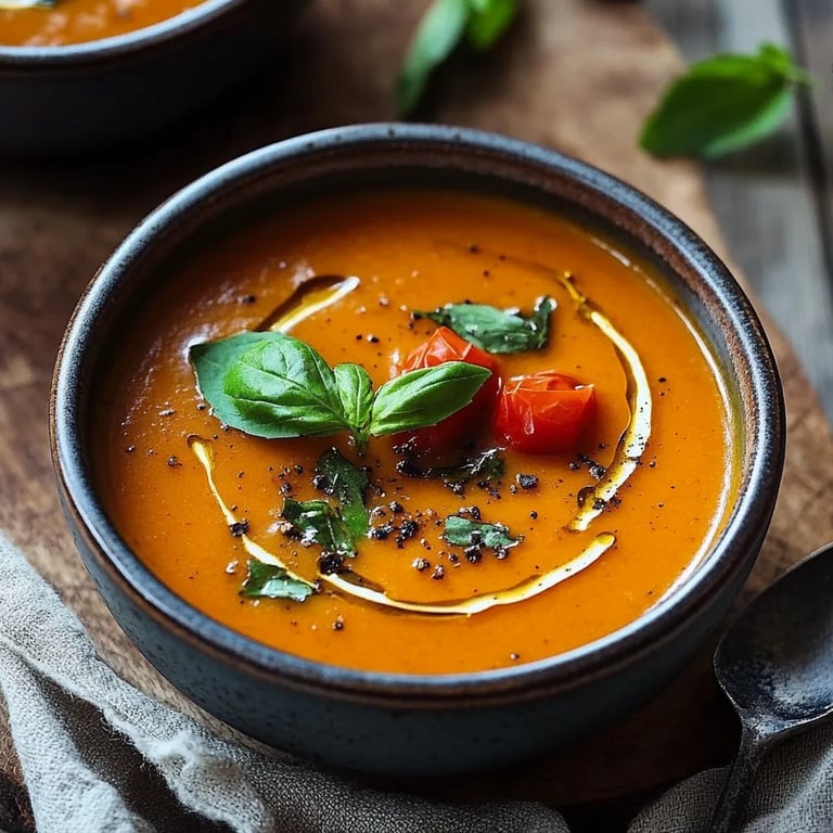Köstliche geröstete Knoblauch-Tomaten-Suppe