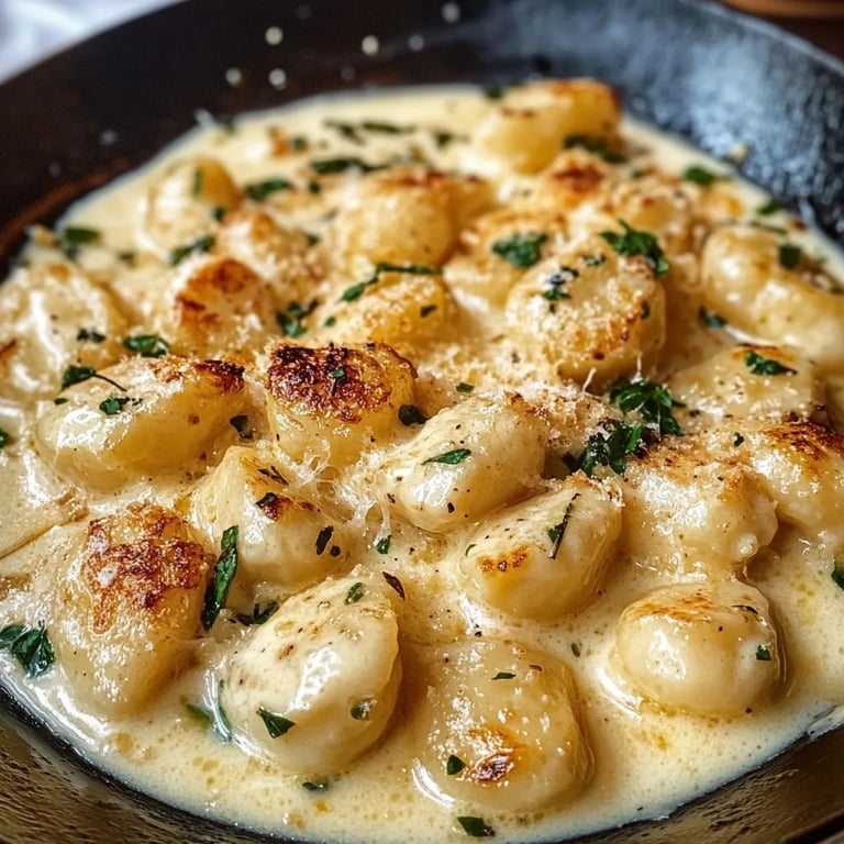 Cremige Knoblauch-Hähnchen-Gnocchi aus einer Pfanne