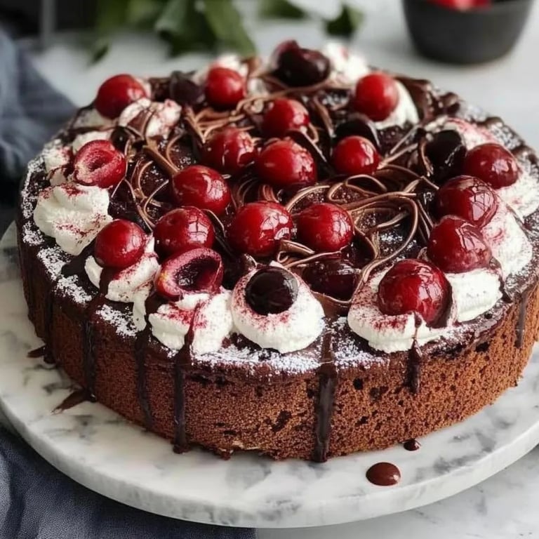 Schokoladen Wickeltorte mit Kirschen