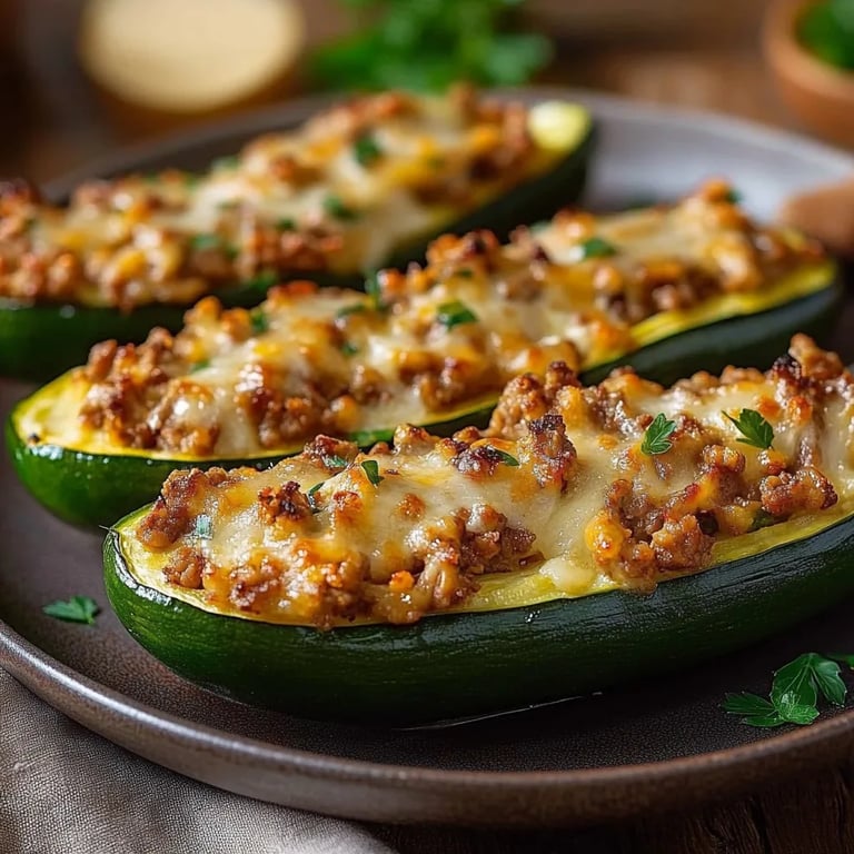 Gefüllte Zucchini mit Hackfleisch und Käse