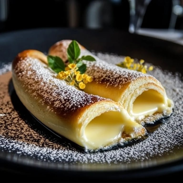 Rollen gefüllt mit Vanillecreme