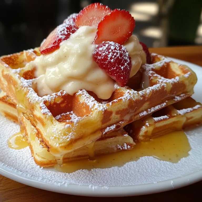 Apfel-Zimt-Waffeln mit Vanillesauce
