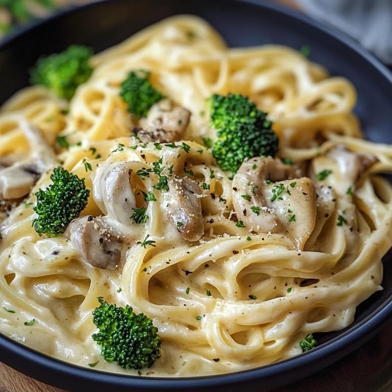 Cremige Hähnchen-Brokkoli-Pasta