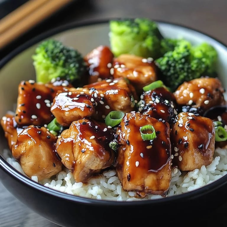 Gesundes Chicken Teriyaki mit Brokkoli und Reis
