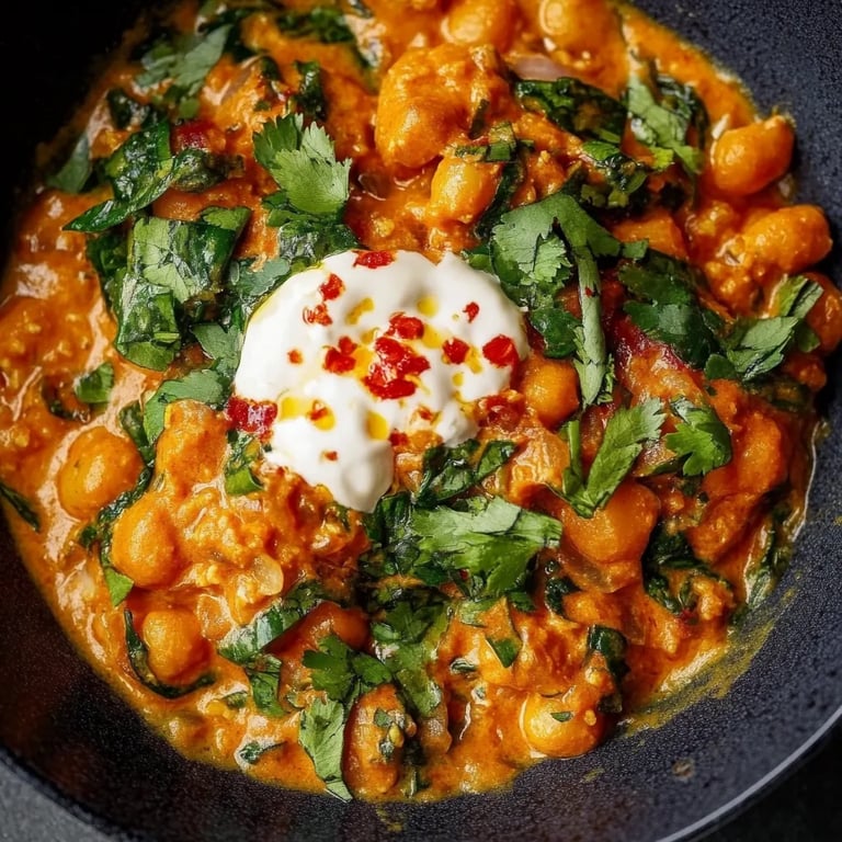 Cremiger Harissa-Kichererbseneintopf