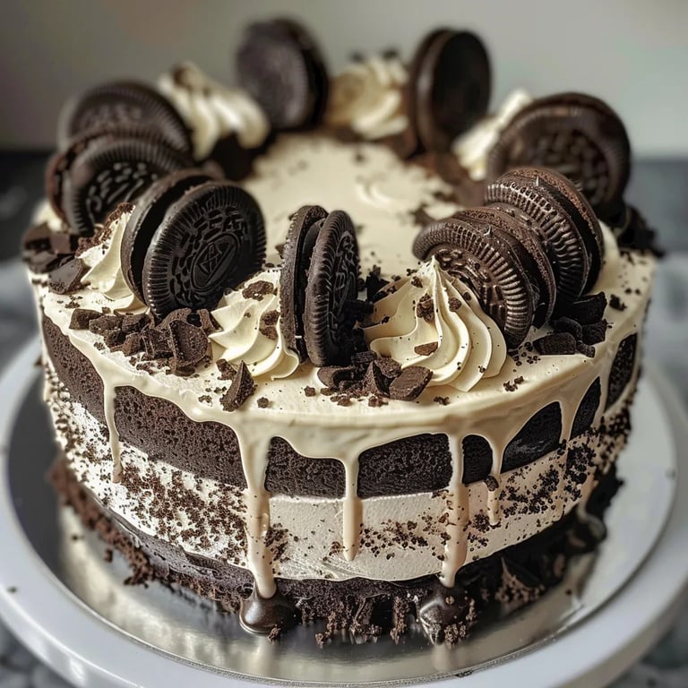 Pastel Oreo con Galletas y Crema