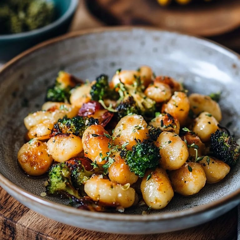 Gnocchi mit Rosenkohl und Brokkoli aus dem Ofen