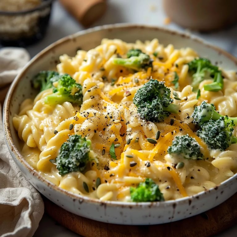 Creamy Broccoli Cheddar Orzo