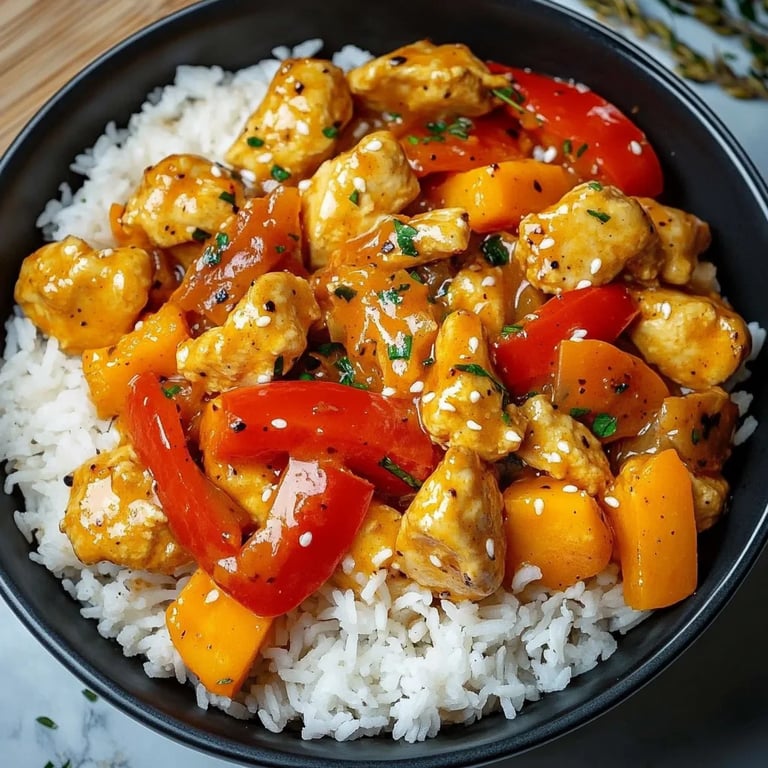 Kürbis Hähnchen Pfanne mit Reis