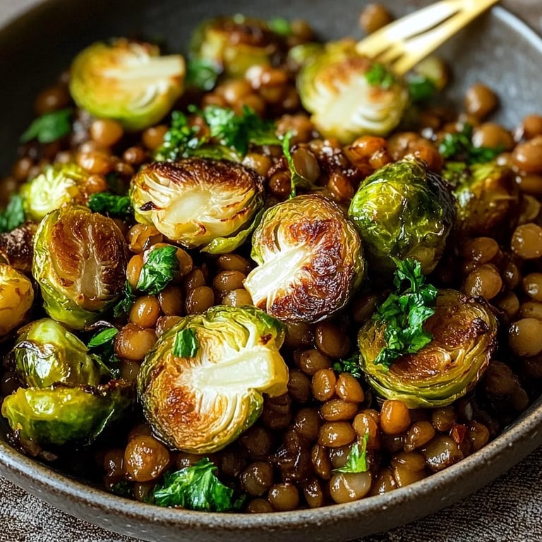 Gebratener Rosenkohl mit Berglinsen