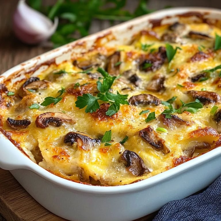 Schnitzelgratin mit Curry und Champignons