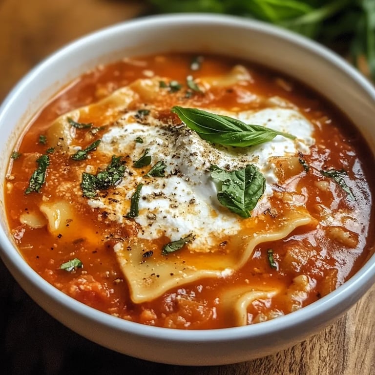 Lasagna Soup with Ricotta Cheese