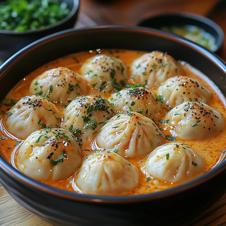 Dumplings en sopa con salsa de curry rojo tailandés: Una Increíble Receta Última