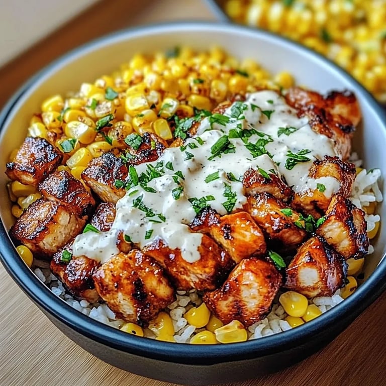 Street Corn Hähnchen Reis Bowl