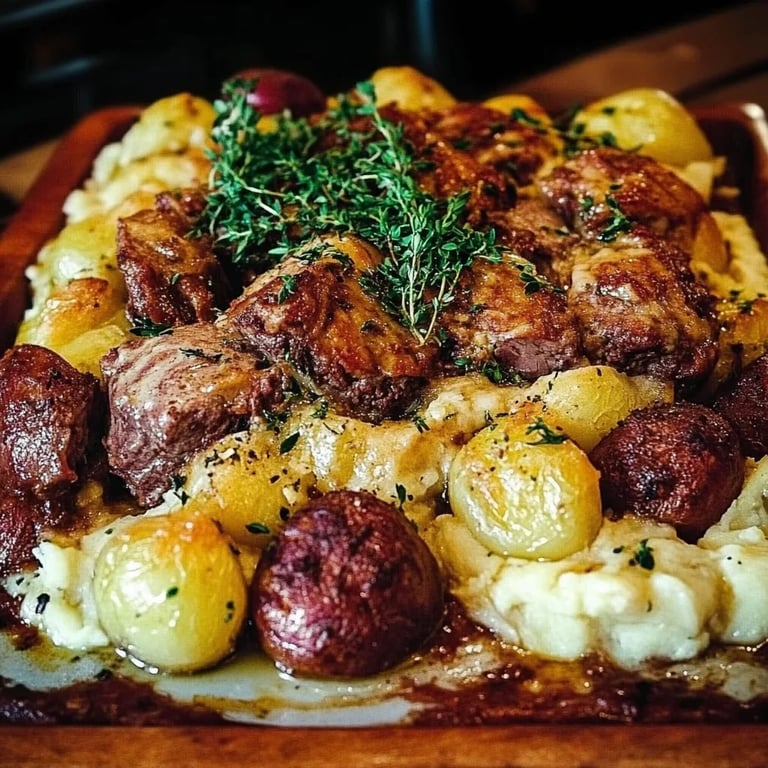 Rosenkohlauflauf mit Hackfleisch und Kartoffeln