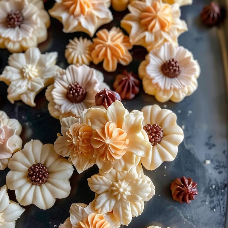 Marzipanblüten (Marzipan-Spritzgebäck)