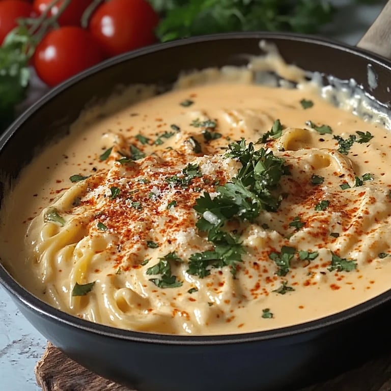 Creamy Garlic Pasta With Cherry Tomato