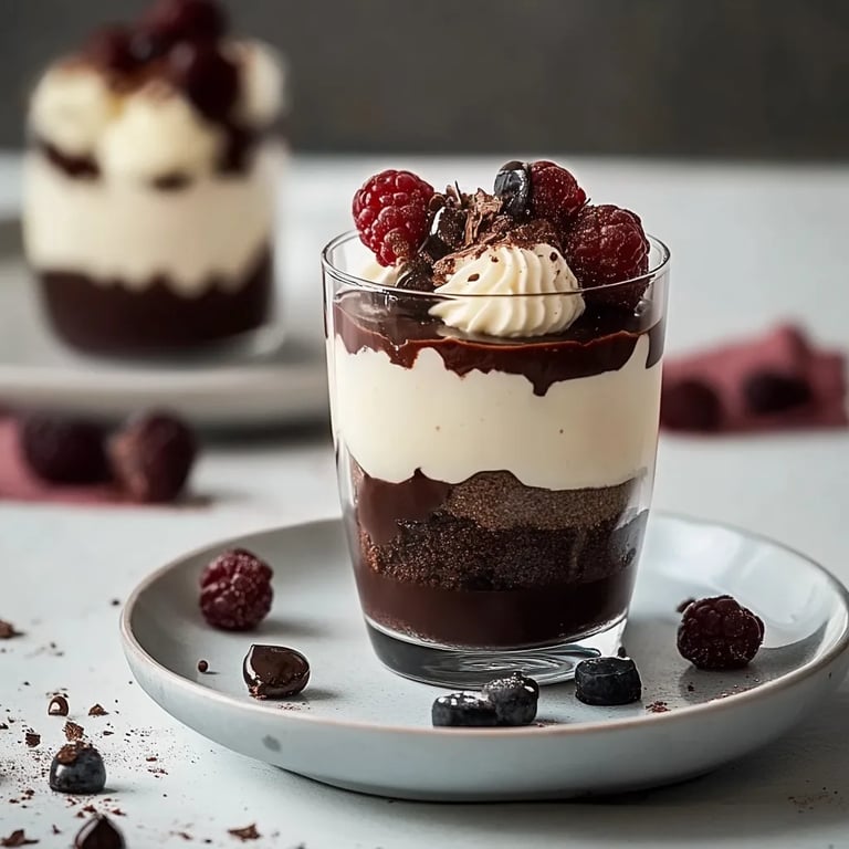 Schwarzwälder-Kirsch-Dessert im Glas