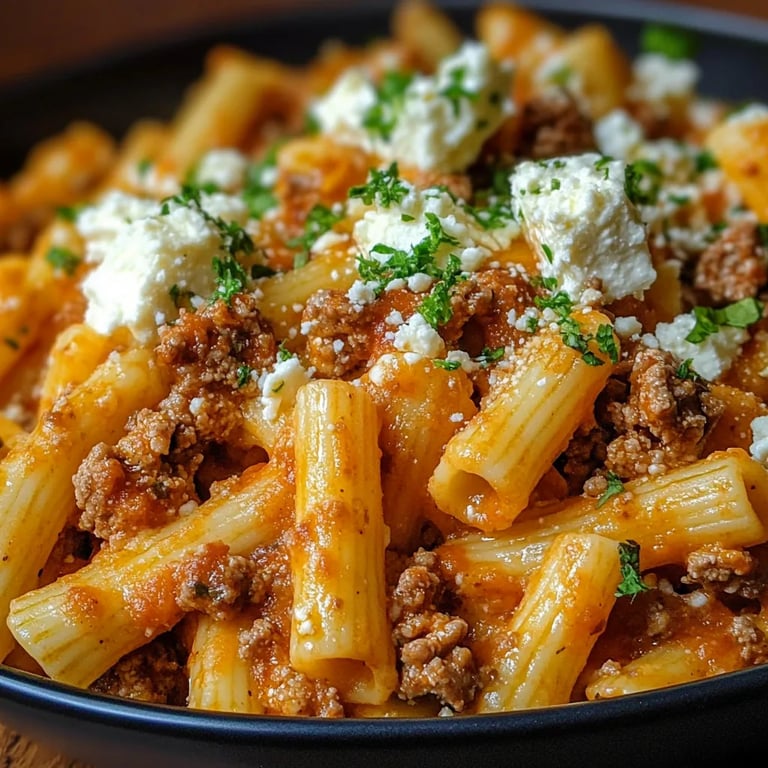 Griechischer Nudel-Auflauf mit Feta und Hackfleisch
