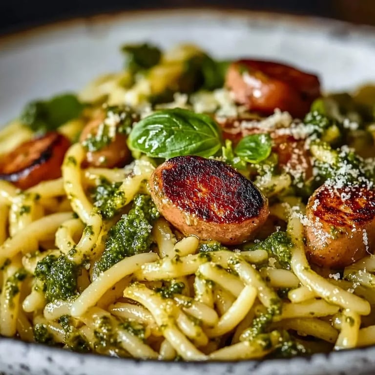 Orzo-Pasta mit Pesto und Gemüse