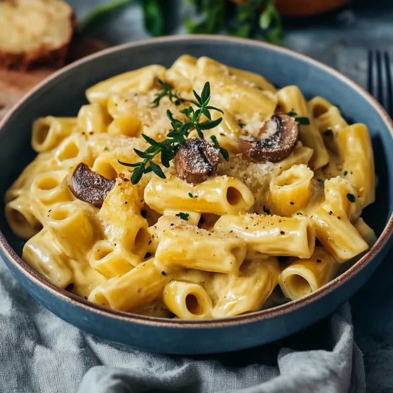 Cremiges Nudelgericht mit Kürbis